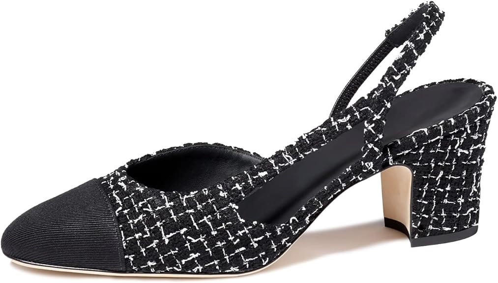 MIRAAZZURRA Women Sling Back Pumps Chunky Heels Sexy Splicing Round Toe Casual Wedding Shoes for ... | Amazon (US)
