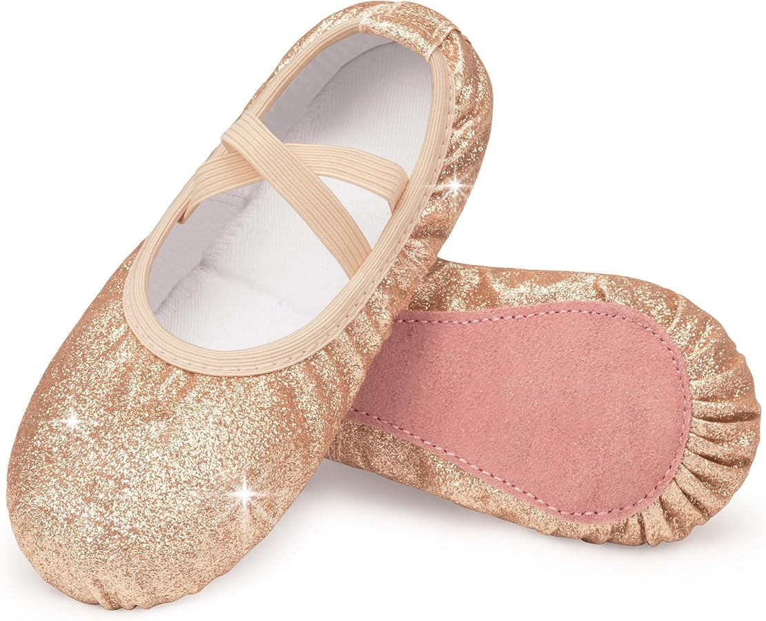 Stelle Ballet Shoes for Girls Glitter | Metallic Faux Leather Ballet Slippers Dance Shoes for Tod... | Amazon (US)