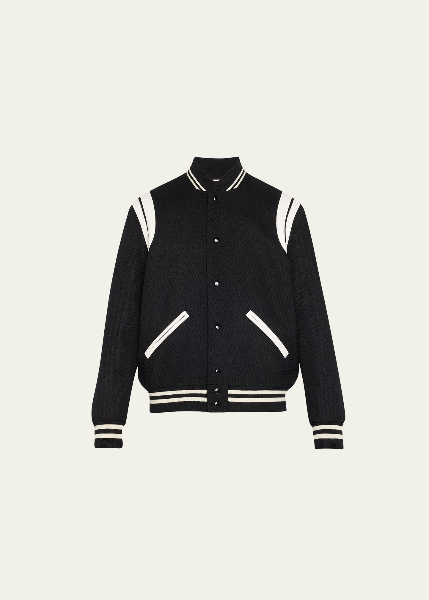Saint Laurent Teddy Wool-Blend Bomber Jacket | Bergdorf Goodman