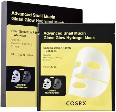 COSRX Advanced Snail Mucin Glass Glow Hydrogel Face Masks Skincare 3 EA, Collagen Face Mask, Trav... | Amazon (US)