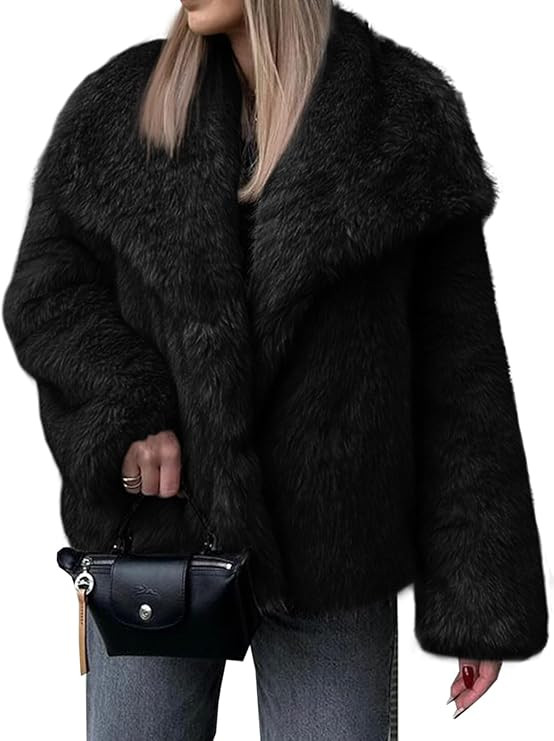 Cicy Bell Womens Faux Fur Coat Winter Shaggy Casual Oversized Lapel Jackets Warm Fuzzy Outerwear | Amazon (US)