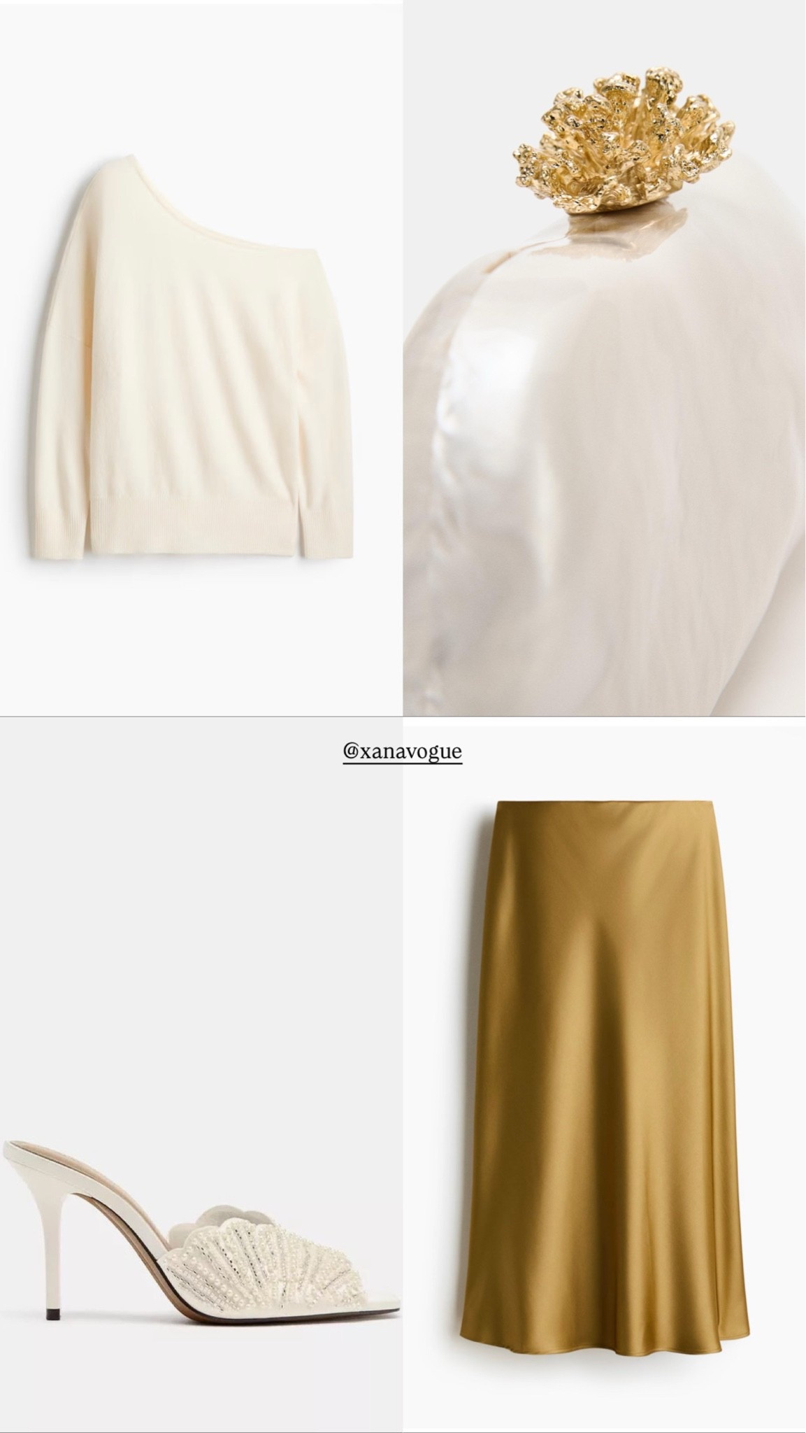 This color combination is so beautiful for fall.

I’m 173 cm / 5’8” and usually wear Size S or EU 36 / UK 8 / US 4 depending on the piece.

The soft fine knit one shoulder sweater has wool content, an asymmetric neckline, dropped shoulders and extra long sleeves.

I’m wearing Cream, but it also comes in Dark Brown, Dark Grey and more colors.

I paired it with the Mustard Yellow midi skirt. It has a soft drape, slight sheen, high waist and gently flared hem. I also added the Light Beige version to my selection.

Wear it with tall boots and a coat for colder days, ballerinas for something softer or heels for evening.

Cream with mustard feels warm, polished and perfect for autumn.

🔎 H&M new in, one shoulder sweater, cream knit outfit, mustard skirt outfit, fall midi skirt, autumn outfit women, asymmetric knit, elegant fall outfit, neutral fall style, mustard yellow outfit, boots and skirt outfit, ballerina flats outfit, fall layering, elevated everyday style