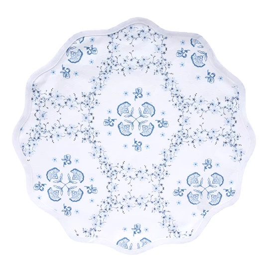 Floral Trellis Scalloped Placemat | Blue Print