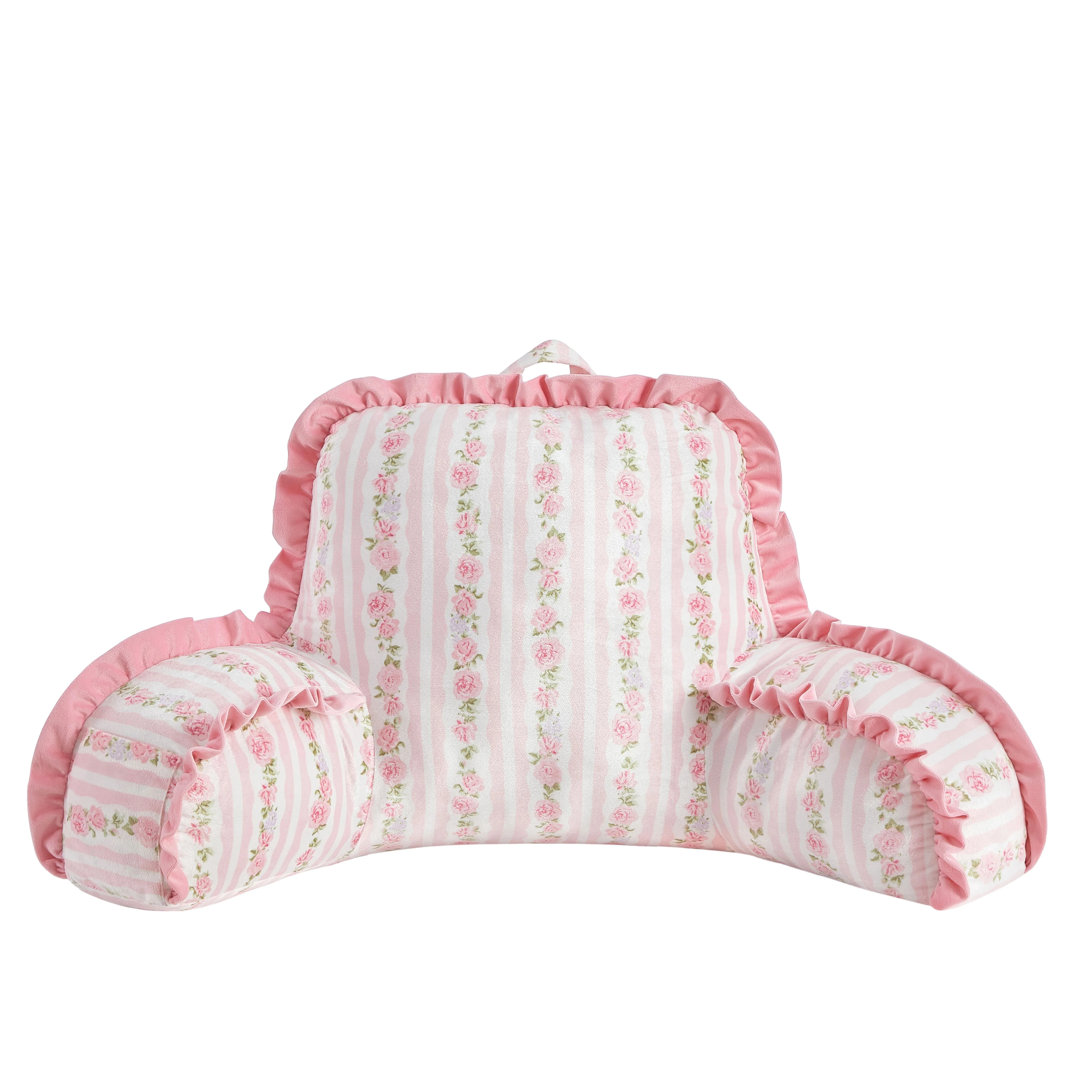 Urban Shop Petals & Pearls 35"x 22" Pink Floral Stripe Backrest Pillow | Walmart (US)