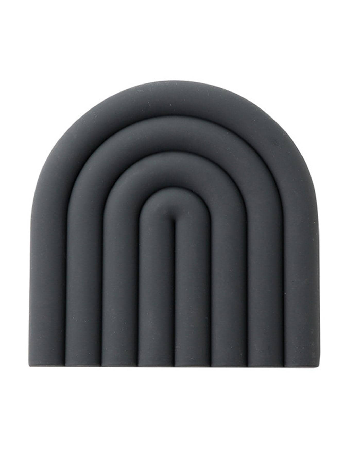 1pc Arch Shaped Dark Grey Table Pad, Silicone Heat Resistant Table Mat For Dining Table | SHEIN
