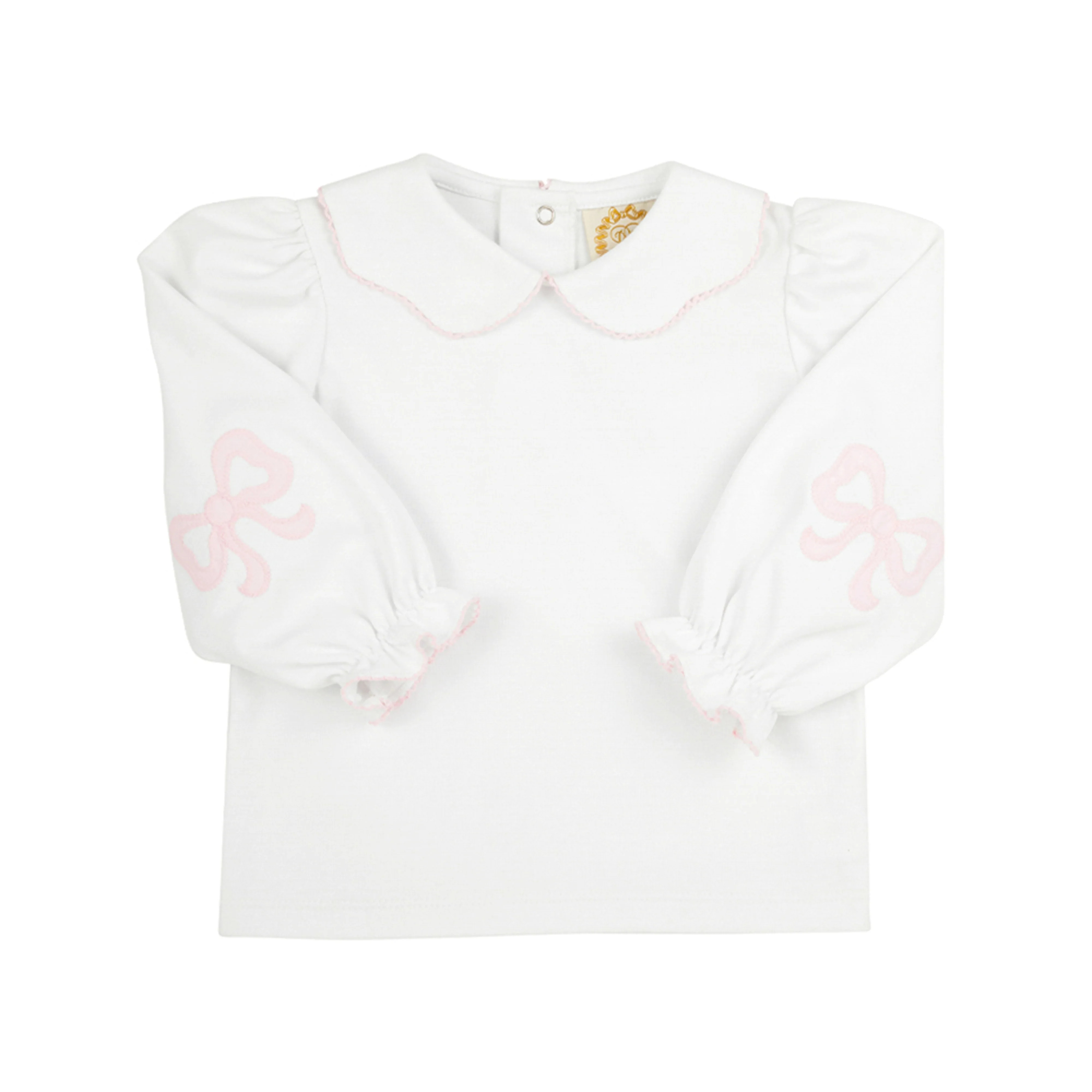 Emma's Elbow Patch Top & Onesie - Worth Avenue White with Palm Beach Pink | The Beaufort Bonnet Company