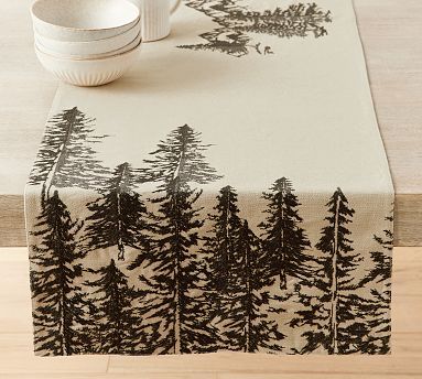 Rustic Forest Cotton/Linen Table Runner | Pottery Barn (US)
