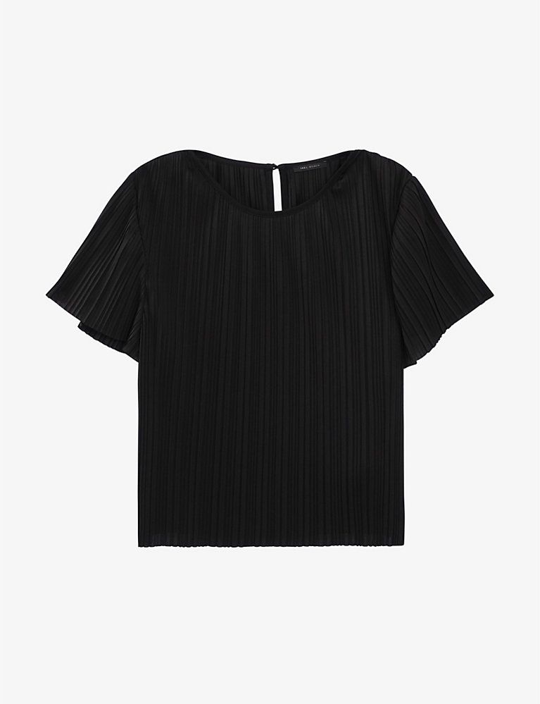 Round-neck pleated recycled-polyester top | Selfridges