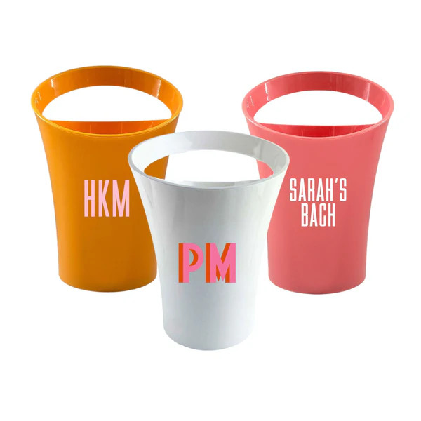 Monogrammed Solid Ice Bucket | Sprinkled With Pink