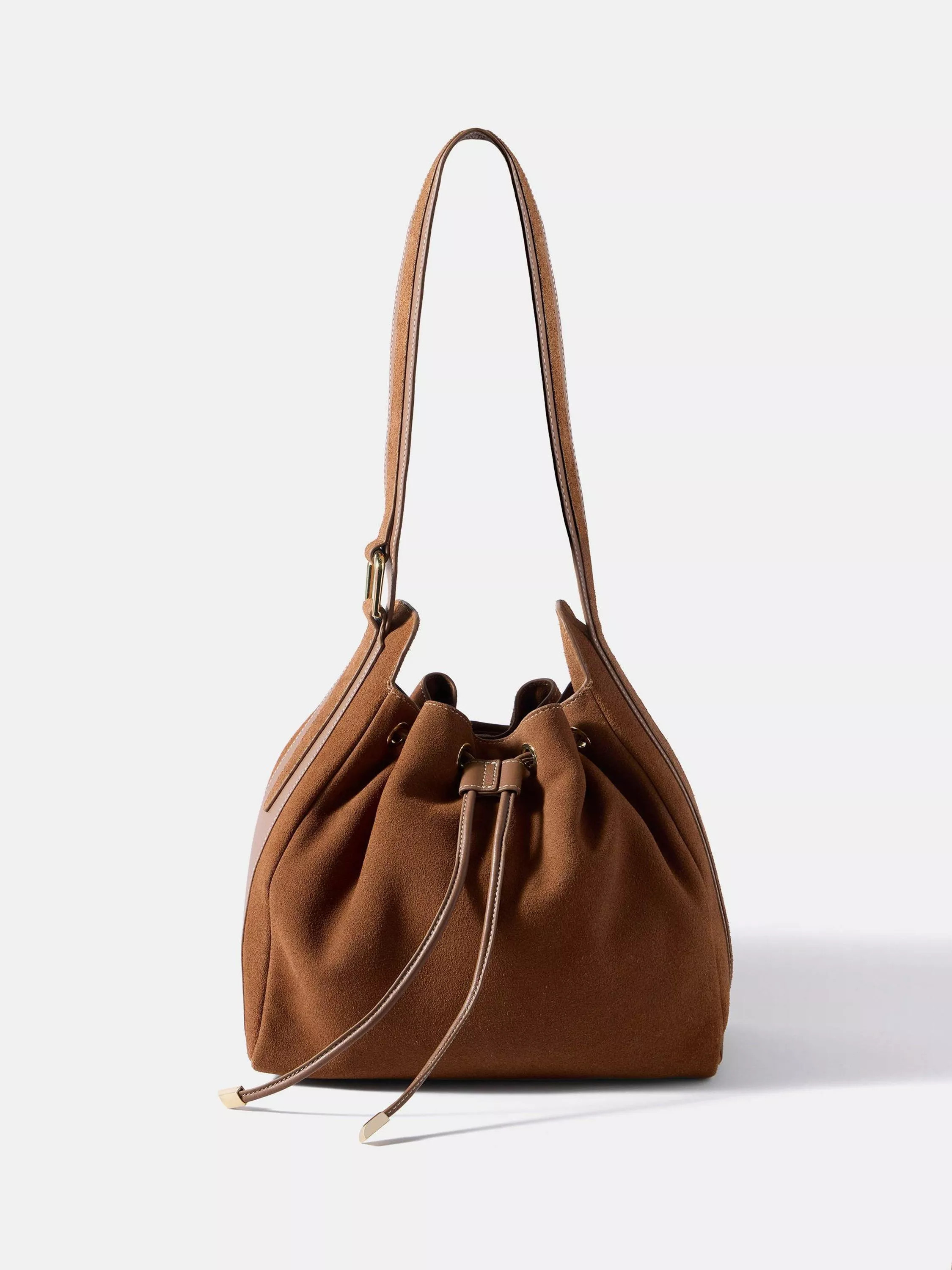 Mint Velvet Pure Suede Bucket Bag, Tan Brown | John Lewis (UK)
