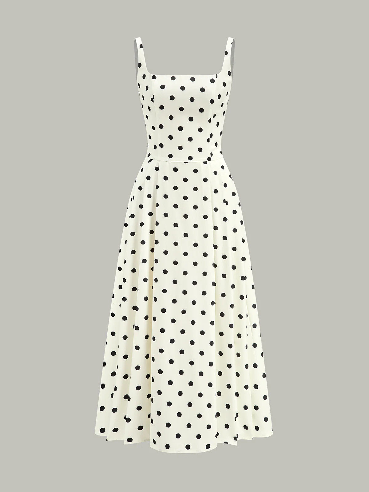 Polka Dot Square Neck Maxi Dress | Commense