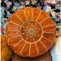 Moroccan Pouf 50% Off With Stitching Leather Pouf Ottoman Morrocan Unstuffed Pouffe Bymikwi | Etsy (US)