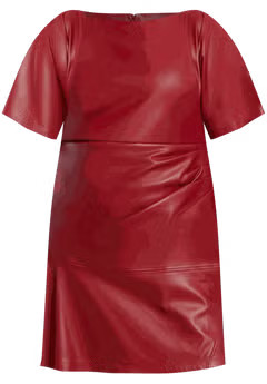 Drapey Faux Leather Mini Dress | Eloquii