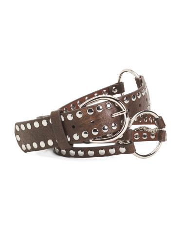 Leather Double Studded Chain Belt | TJ Maxx