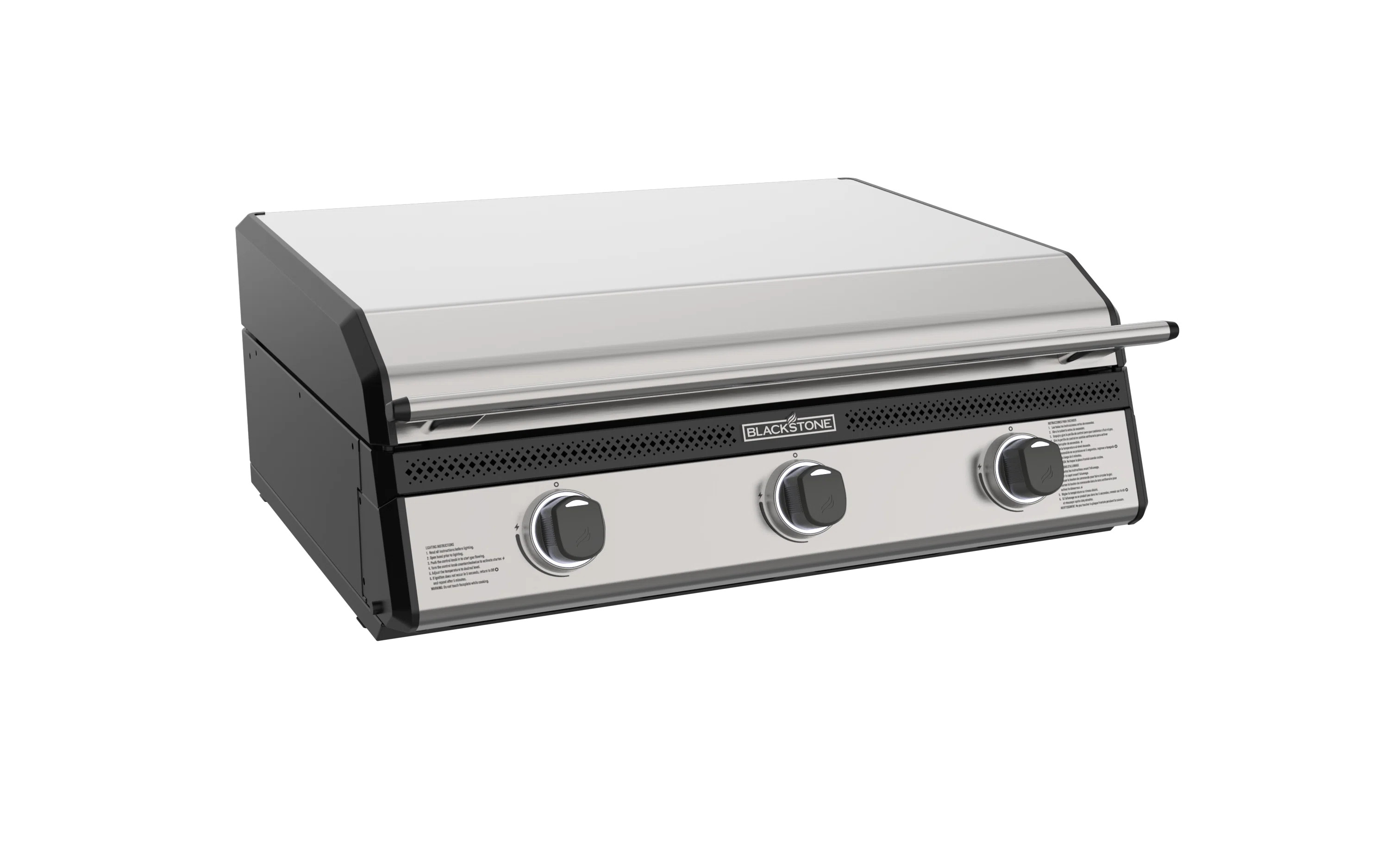 Blackstone 3-burner Kitchen Griddle In Stainless Steel W/hood-natural Gas Ready | Wayfair North America