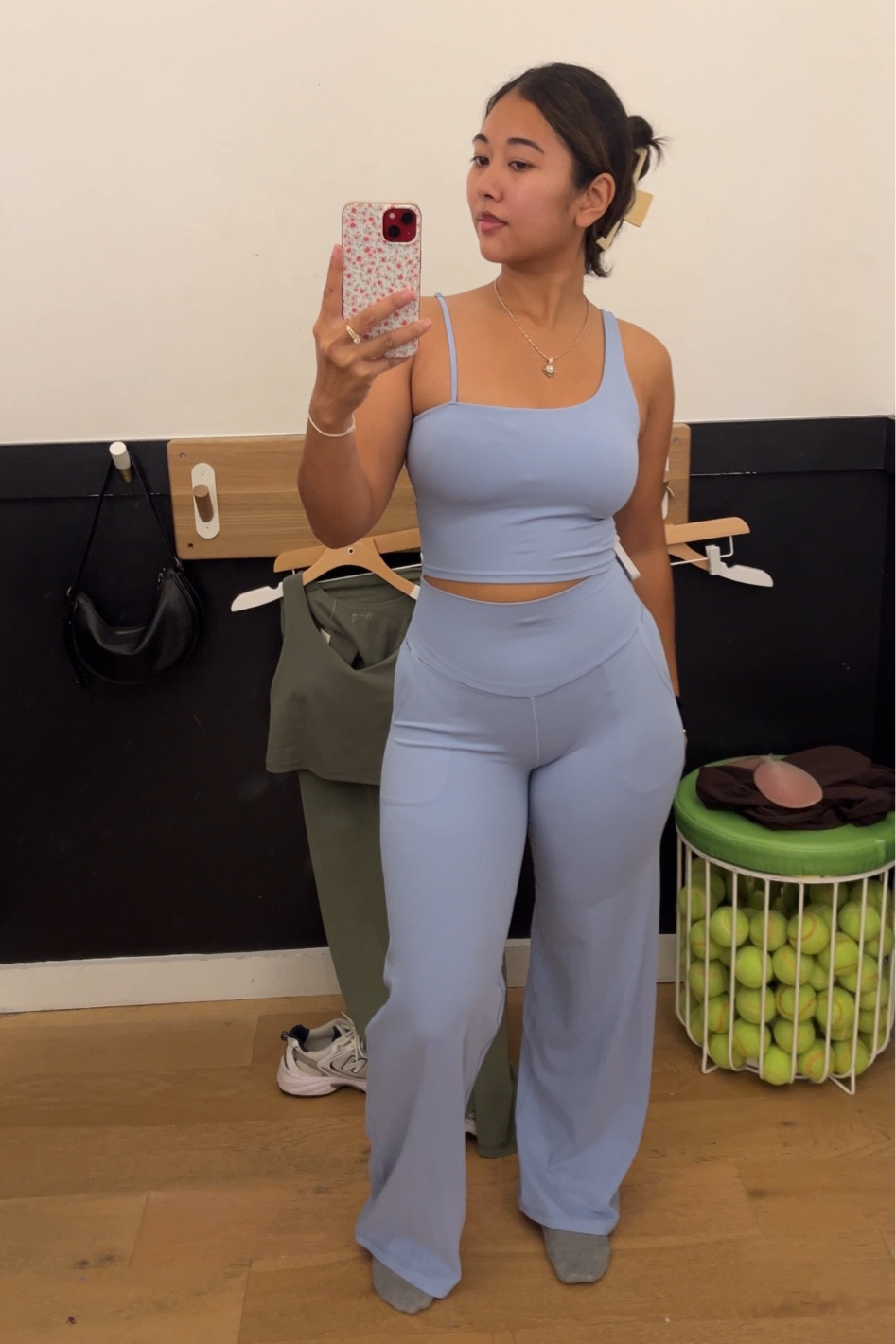 Wearing small top and xs bottomm
