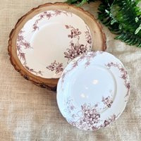 English Antique 1800's Brown Floral Ironstone Transferware Plates | Etsy (US)