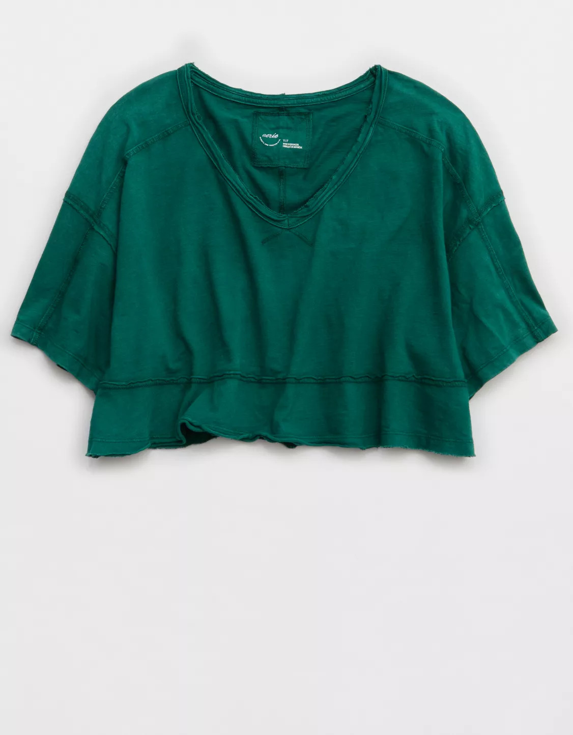 Aerie Happiest Cropped V Neck T-Shirt | Aerie