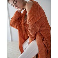 Oversized Cardigan For Women, Wool Chunky Orange Cardigan, Plus Size Kimono | Etsy (US)