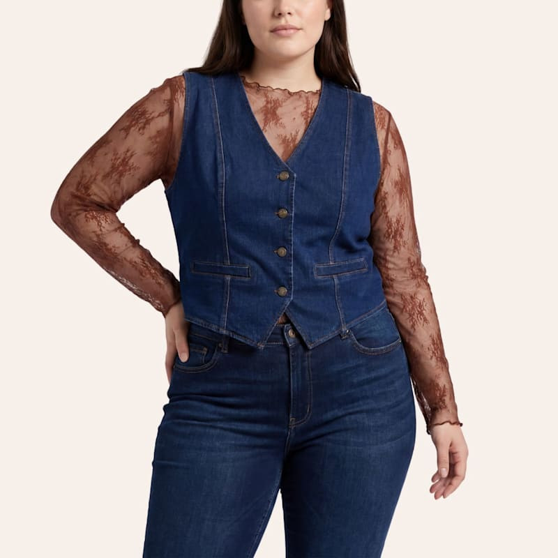 Rockin' C Women's Dark Wash Denim Vest - Plus Sizes - 3X - From Cavender's | Cavender's