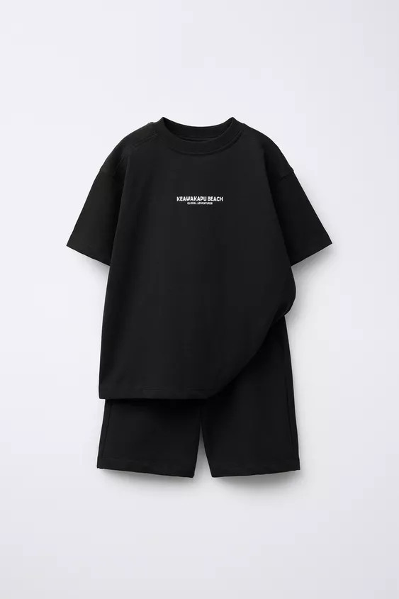 T-SHIRT AND BERMUDA SET WITH TEXT | Zara US
