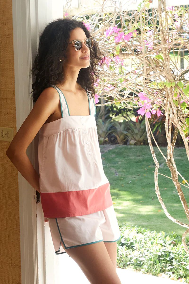 Colorblock Tank Set in Guava | LAKE Pajamas