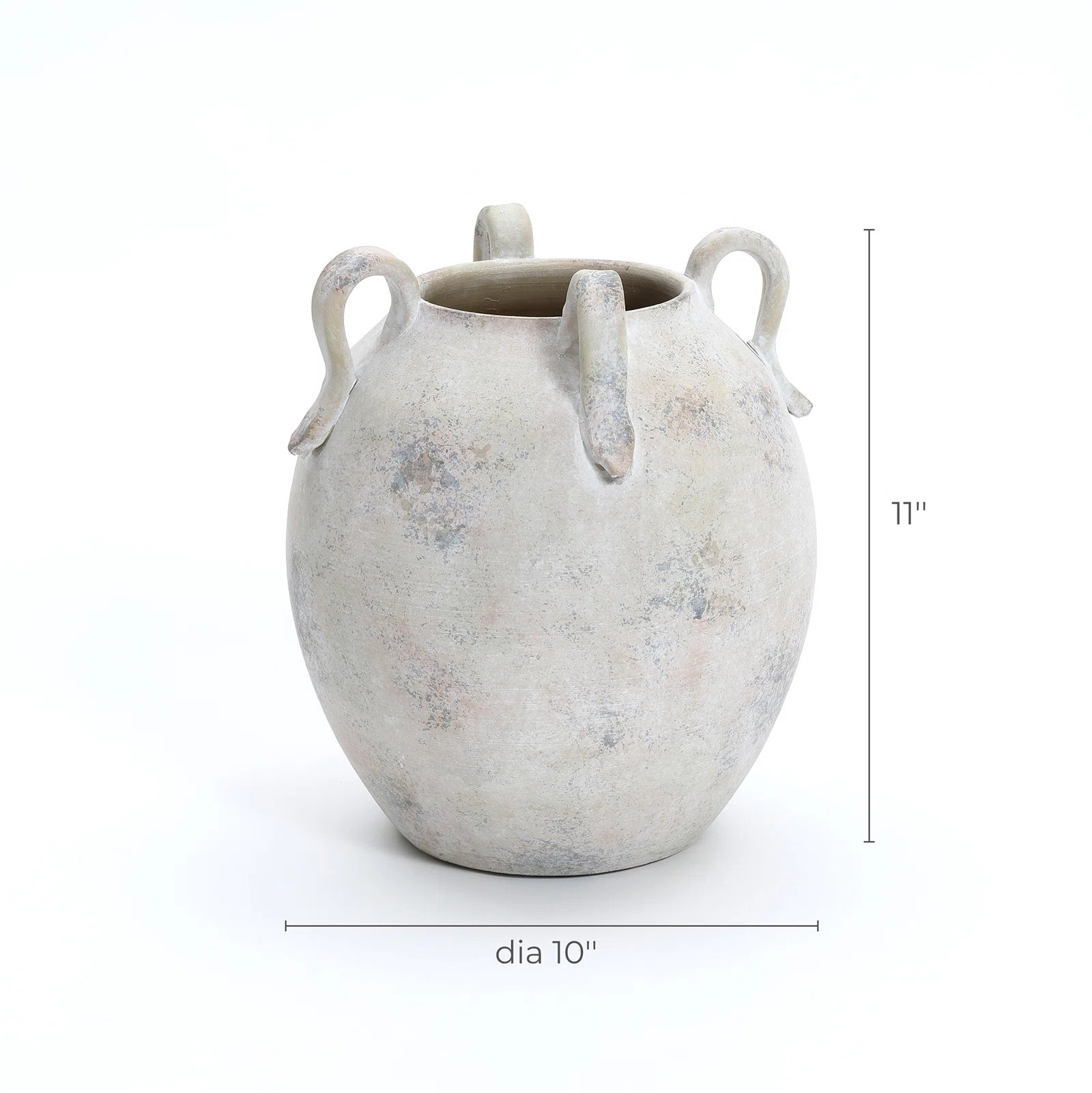 Vintage Mutli-Color Gray and White Terracotta 11-Inch Round Amphora Vase with Handles | Wayfair North America