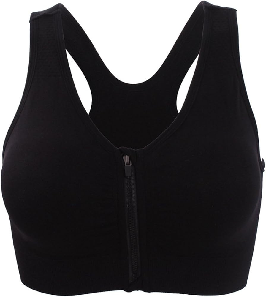 Women's Zipper Front Closure Sports Bra Racerback Yoga Bras | Amazon (US)