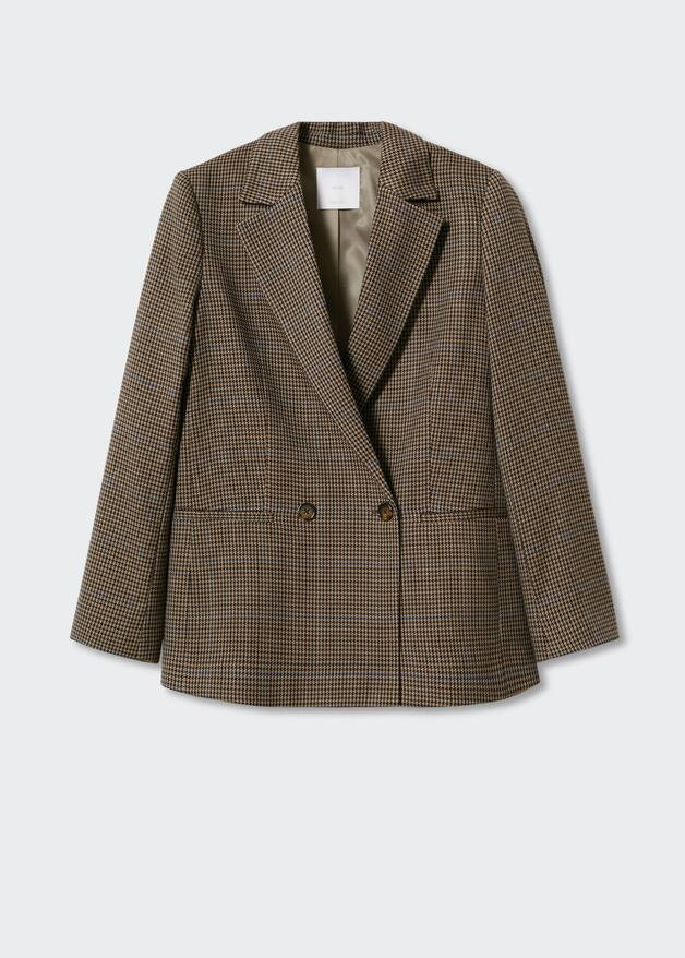 Houndstooth suit blazer -  Women | Mango USA | MANGO (US)