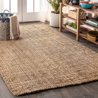 JONATHAN  Y NATURAL FIBER 9 X 12 (ft) Jute Natural Indoor Solid Farmhouse/Cottage Area Rug | Lowe's