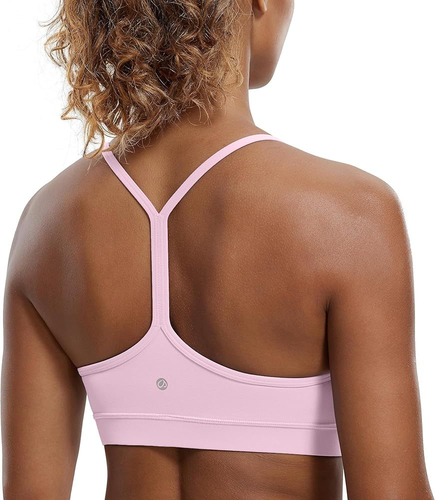 CRZ YOGA Butterluxe Womens Y Back Sports Bra - Padded Racerback Low Impact Spaghetti Thin Strap W... | Amazon (US)