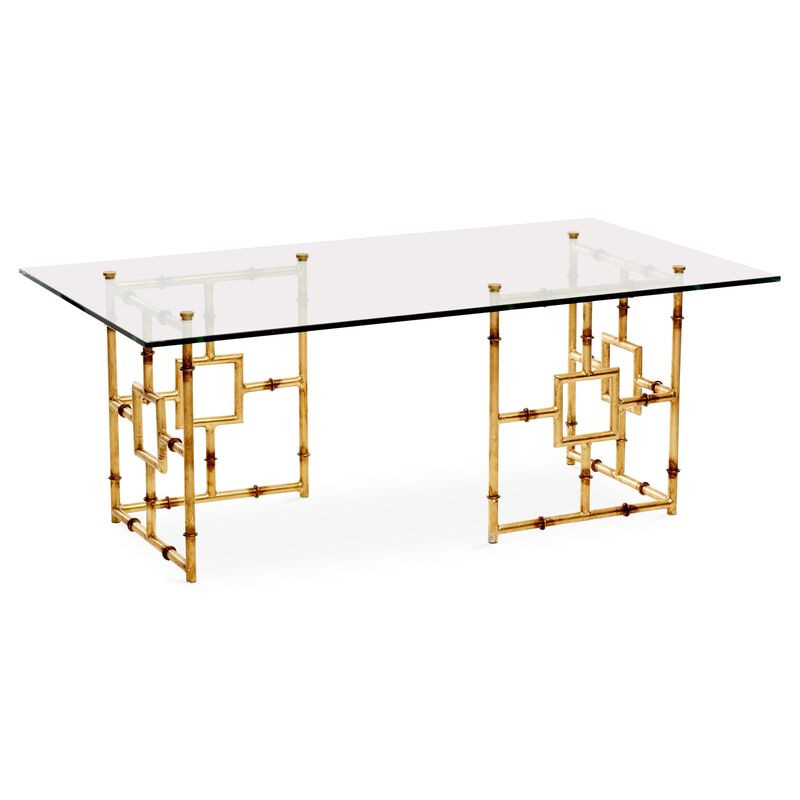 Bamboo Float Glass Coffee Table, Gold | One Kings Lane