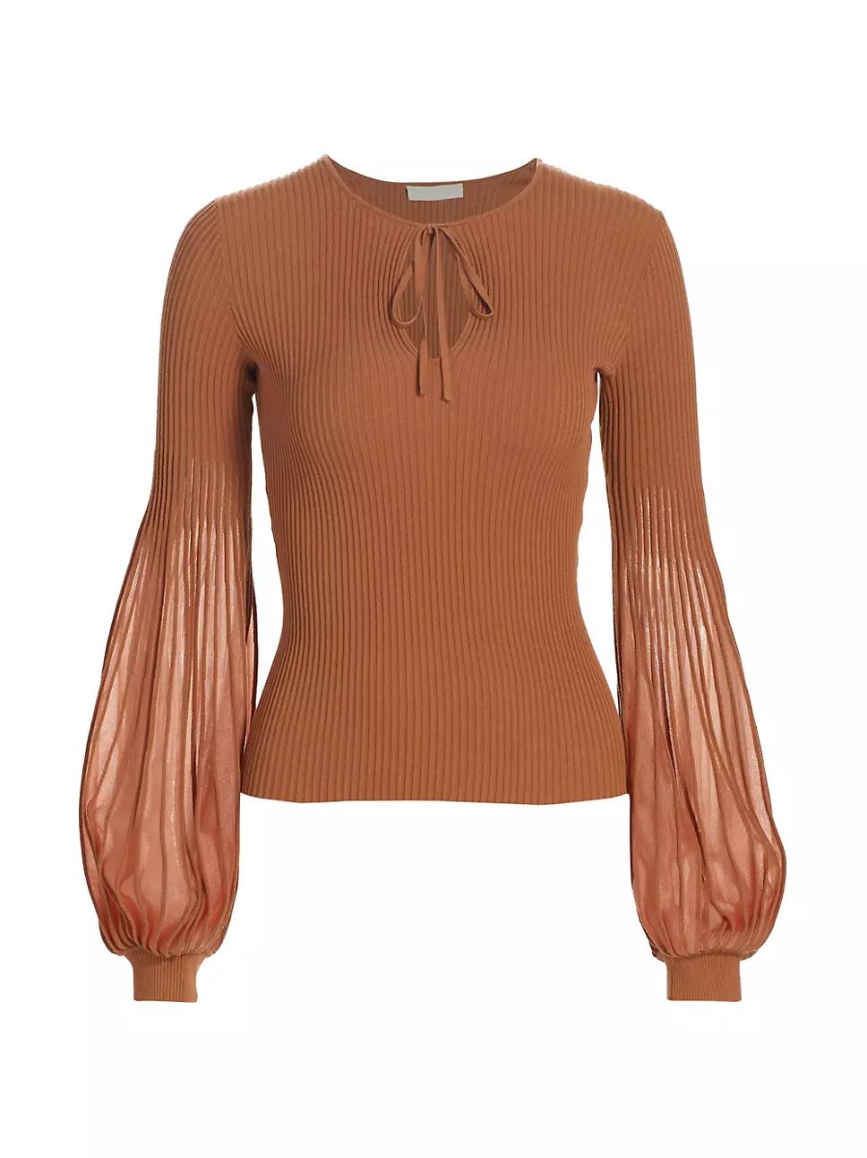 Lenora Balloon-Sleeve Rib-Knit Sweater | Saks Fifth Avenue