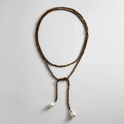 Semi-Precious Pearl Wrap Necklace - Tiger's Eye | BaubleBar