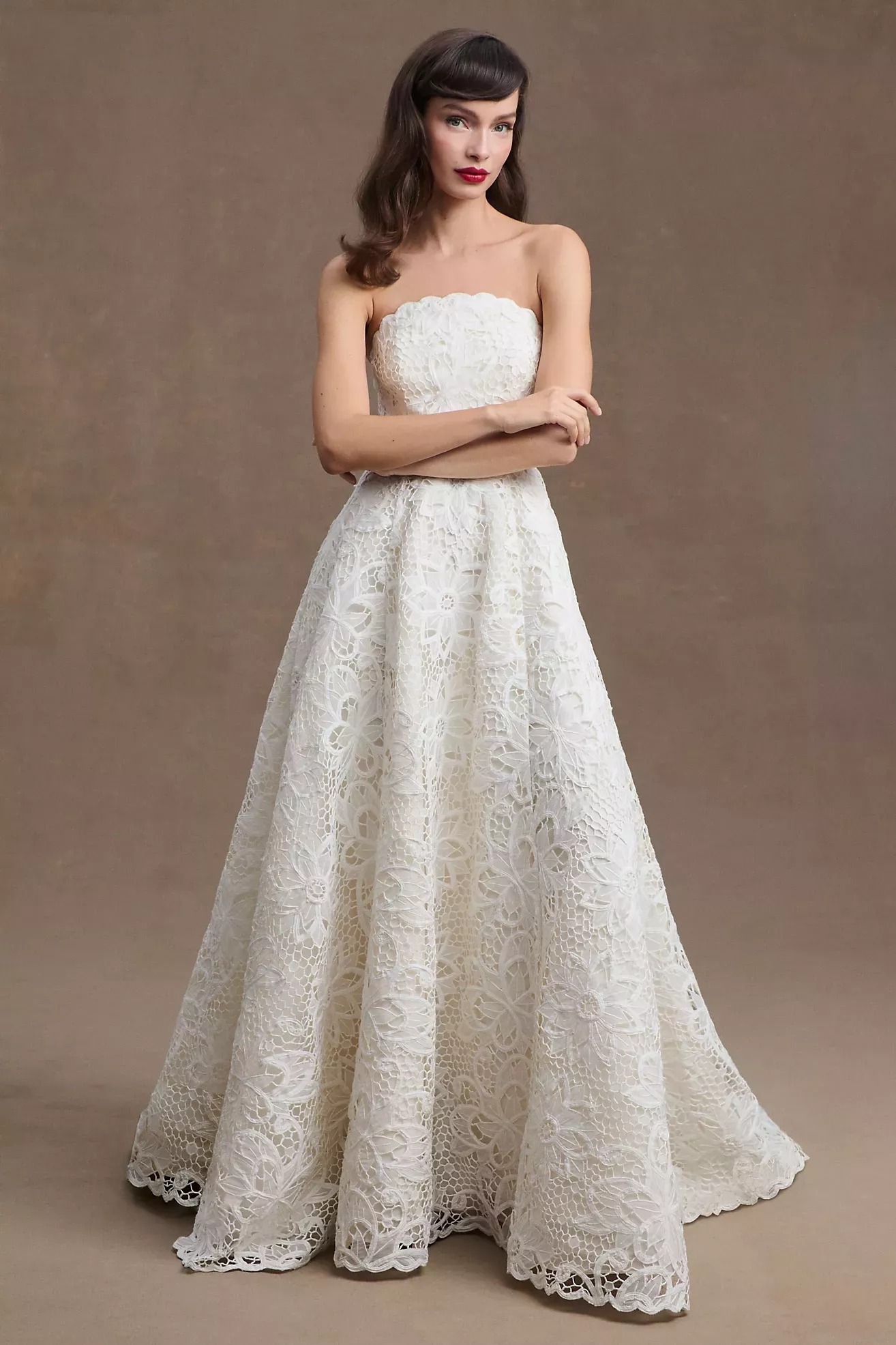 Savannah Miller Delilah Off-Shoulder Satin Wrap Wedding Gown