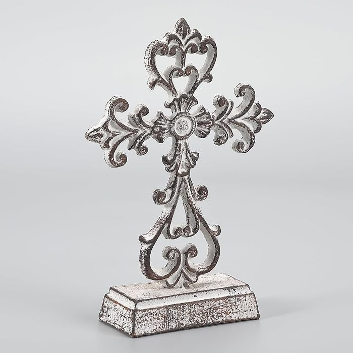 Metal Cross Stand Tabletop for Home Decor, 10.6" H for Standing Cross with Stand, Rustic Finish | Amazon (US)