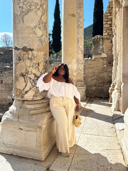 Toured Ephesus in this gorgeous look. Top was perfect and comfortable and the sun felt so good. The pants I got them from Nuuly but they’re still available to purchase on the site.

18 top 
20 pants - runs large 

Plus Size Travel, Plus Size Outfit, Wide Leg Linen Trousers, Summer Outfits, Vacation Outfits 

#LTKplussize #LTKfindsunder100 #LTKsalealert