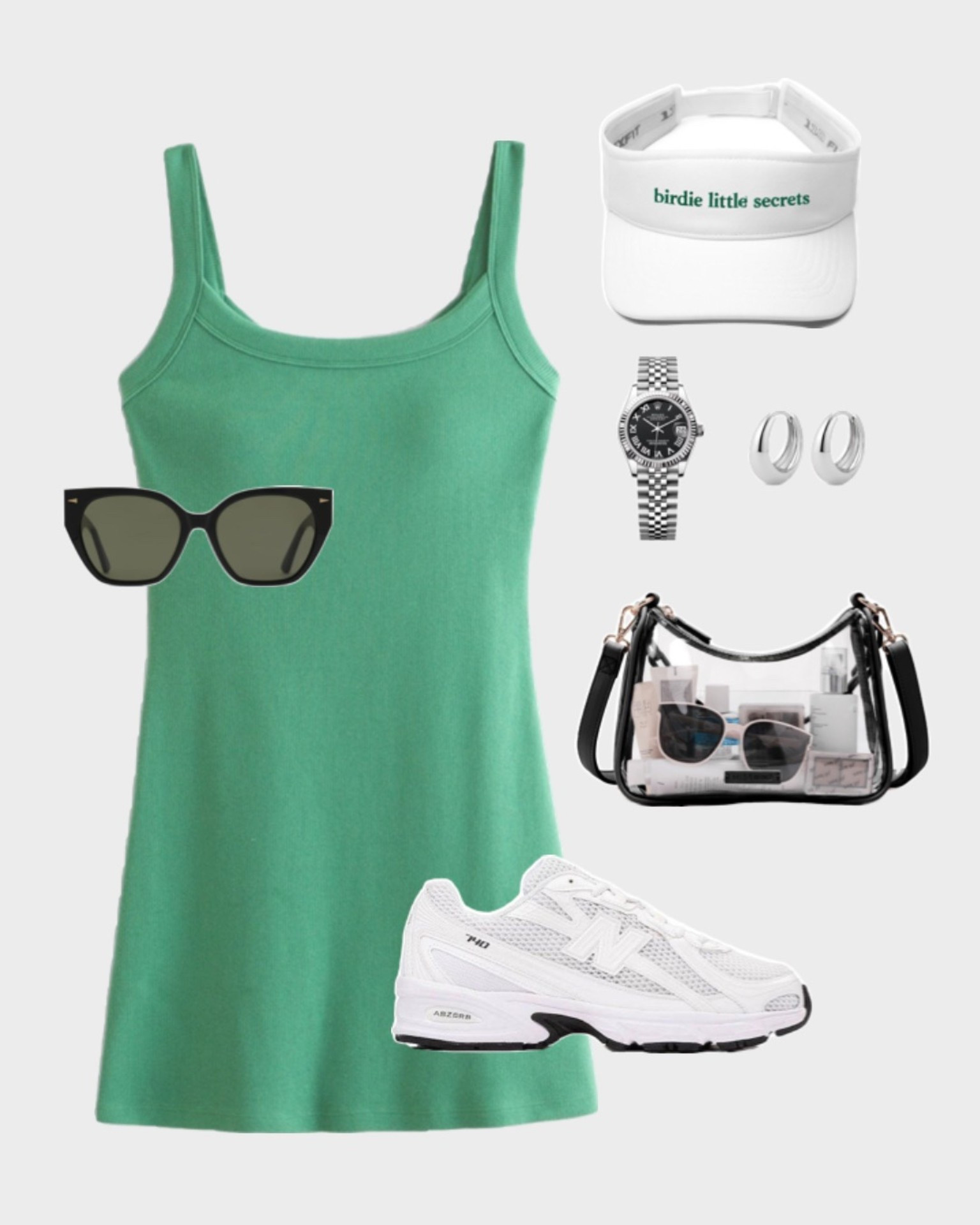 Green Masters outfit for a day at Augusta! 

masters outfit, masters golf outfit, augusta outfit idea, golf tournament outfit women, green dress outfit, spring golf outfit, preppy golf outfit women, comfortable golf spectator outfit, clear bag outfit, new balance 740 sneakers outfit, masters tournament style, southern spring outfit, hot girl walk outfit, green active dress, white sneakers 

#LTKfitnessgoals #LTKActive #LTKspring