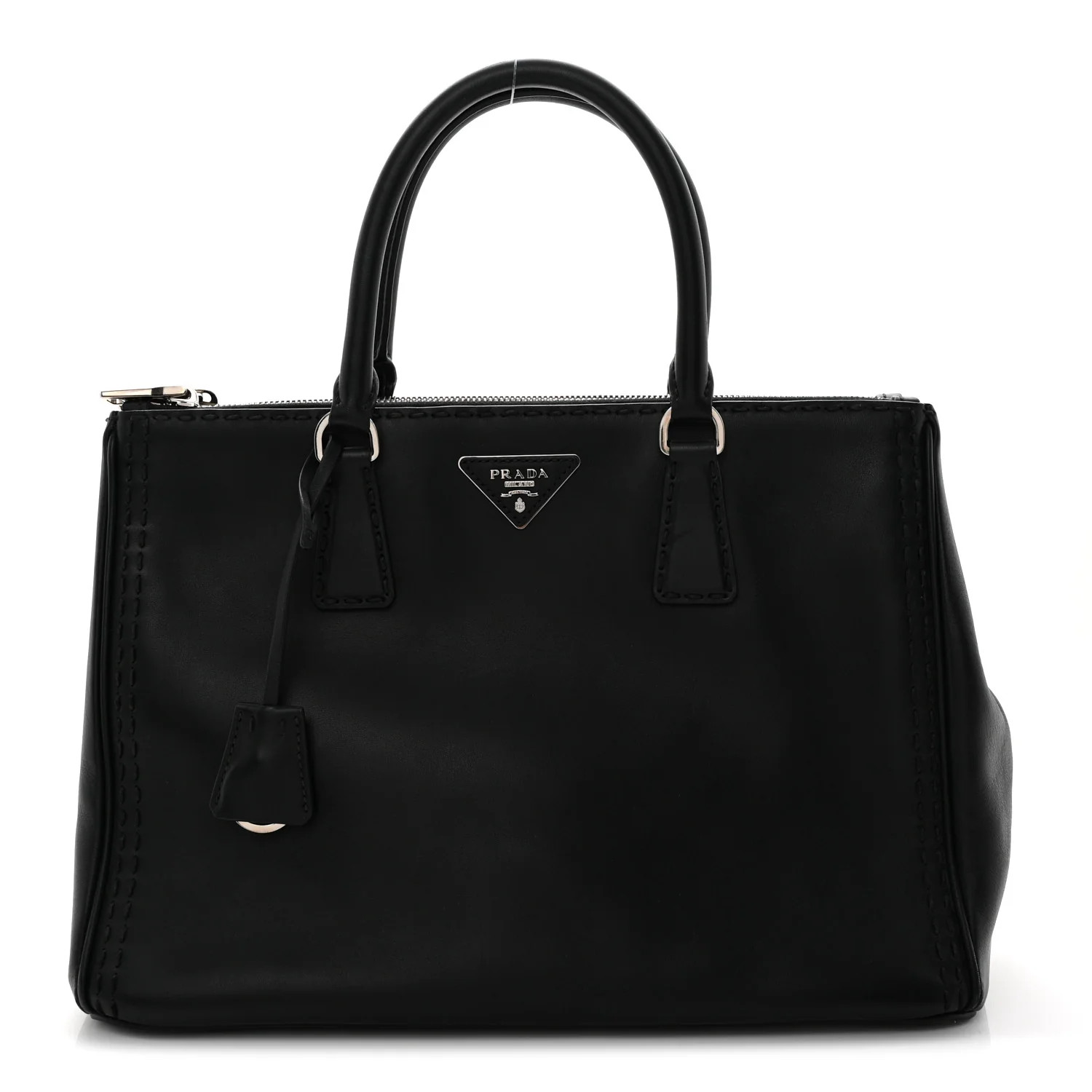 Prada City Calf Hand Stitched Large Galleria Double Zip Tote Black 1879178 | FASHIONPHILE (US)
