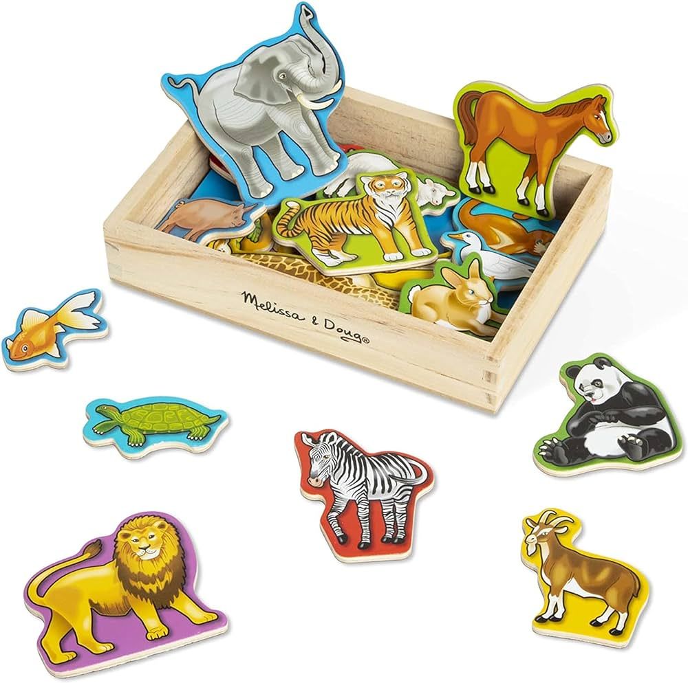 Melissa & Doug 20 Wooden Animal Magnets in a Box - Cute Animal Fridge, Refrigerator Magnets For T... | Amazon (US)