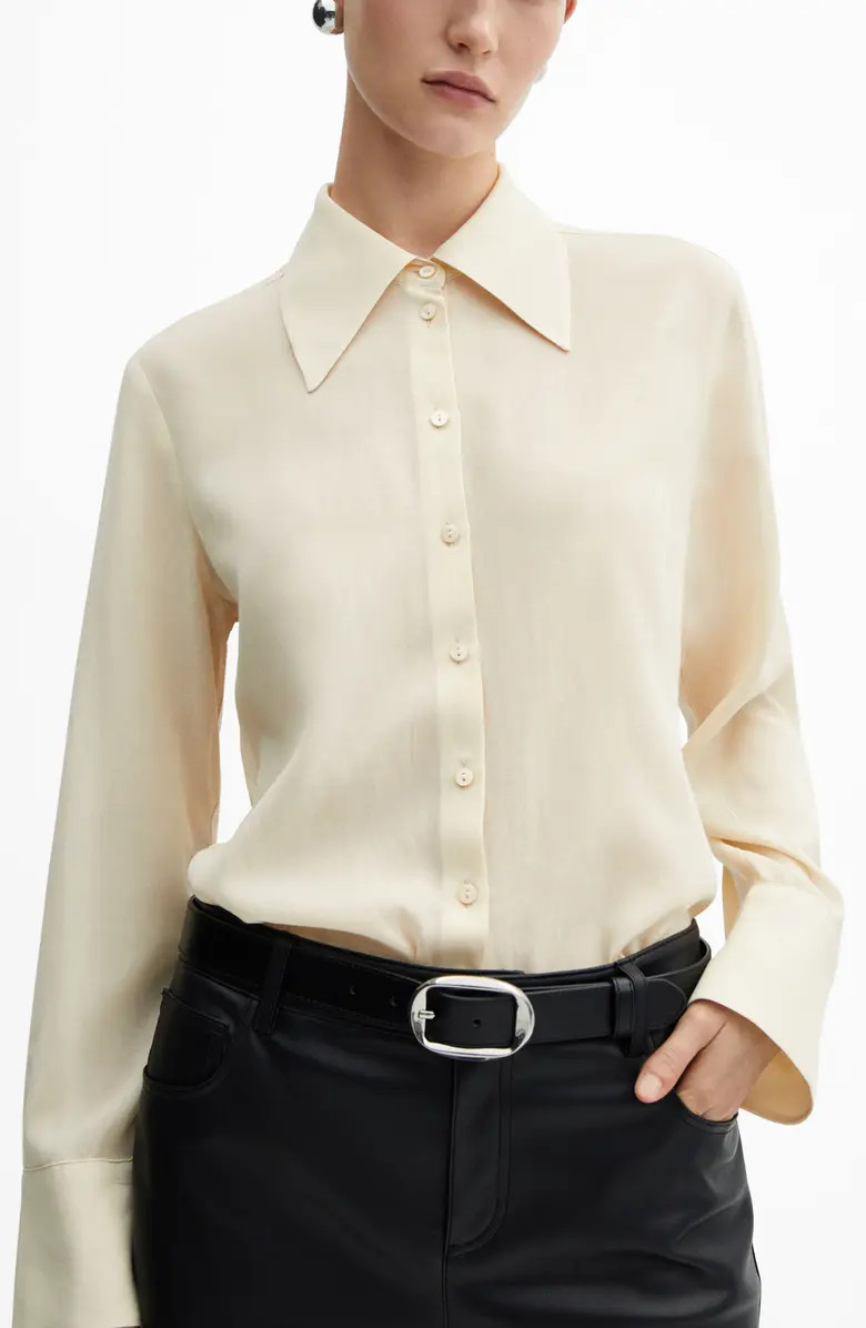 MANGO Swallowtail Collar Button-Up Shirt | Nordstrom | Nordstrom