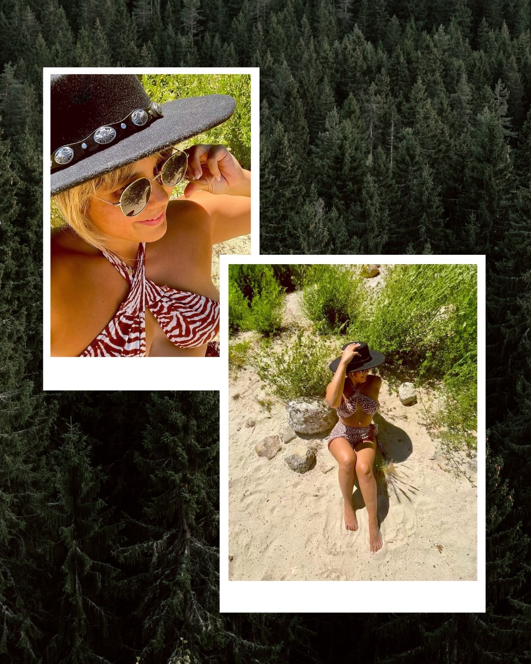 Animal print swim set, black wide brim hat and round sunnies 🦋

#LTKStyleTip #LTKSwim #LTKFestival