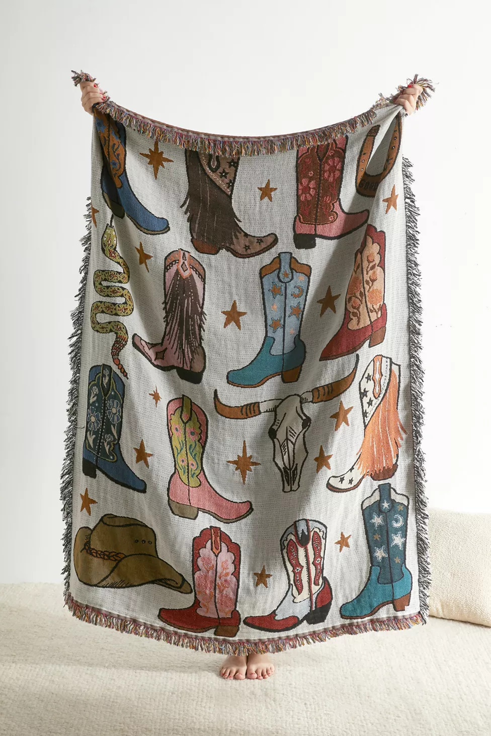 Calhoun & Co. Howdy Cowgirl Tapestry Throw Blanket | Urban Outfitters (US and RoW)