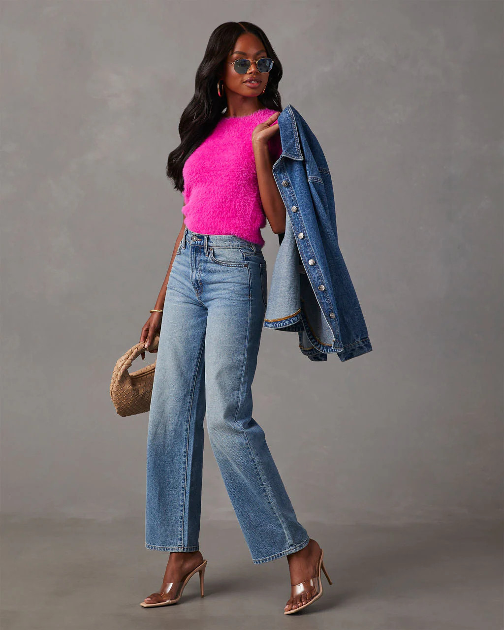 Emanuelle Fuzzy Short Sleeve Sweater Top | VICI