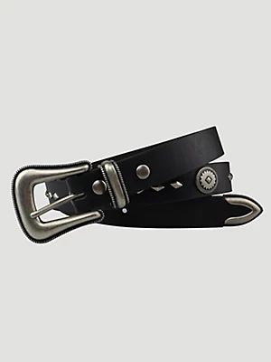 Women's Wrangler® Scalloped 3 Piece Buckle Belt in Black | Wrangler