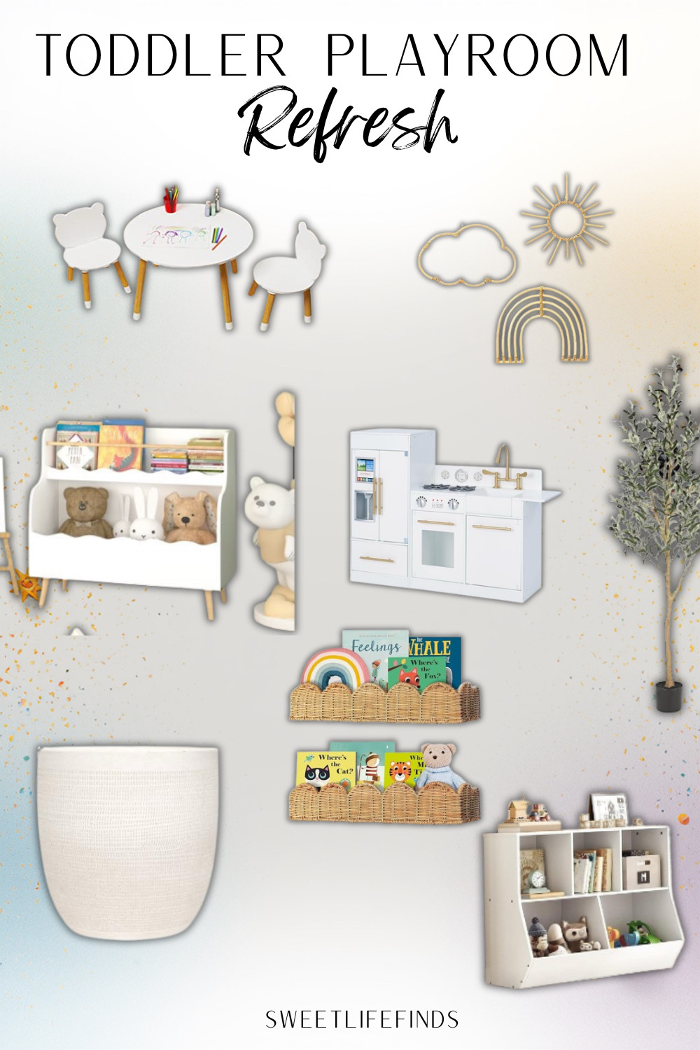 These toddler playroom refresh finds are so good for creating a cute and functional space. A sweet mix of storage, playroom furniture, and decor that makes the room feel more organized and pulled together. #SweetLifeByKourtney #ToddlerPlayroom #PlayroomRefresh #KidsRoomStyle 

 #LTKHome #LTKBaby #LTKKids
