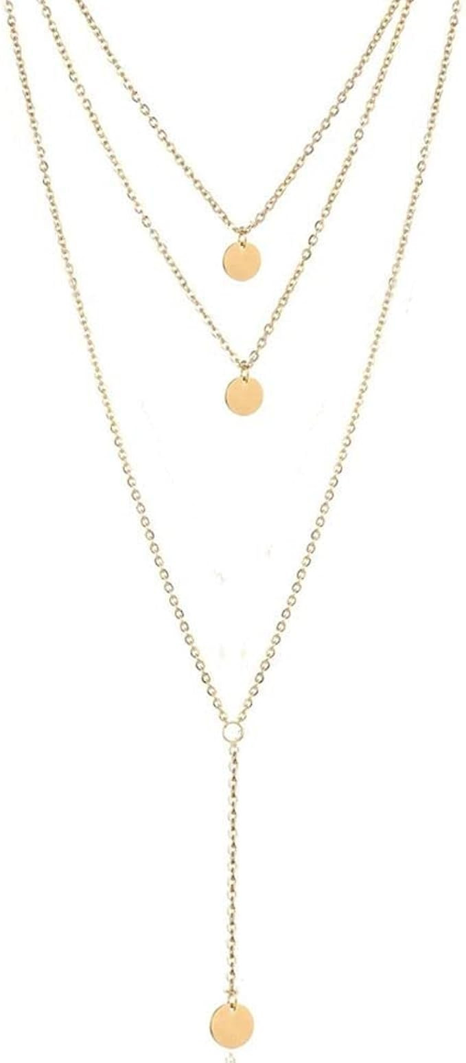 Fdesigner Fashion Layered Long Necklace Coin Pendant Necklaces Chain Charm Necklace Jewelry for W... | Amazon (US)