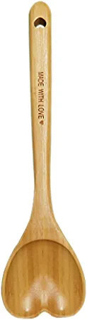 1 pack Heart Shaped Spoon Engraved with"Made With Love",12Inch Bamboo Kitchen Utensil Unique Gift... | Amazon (US)