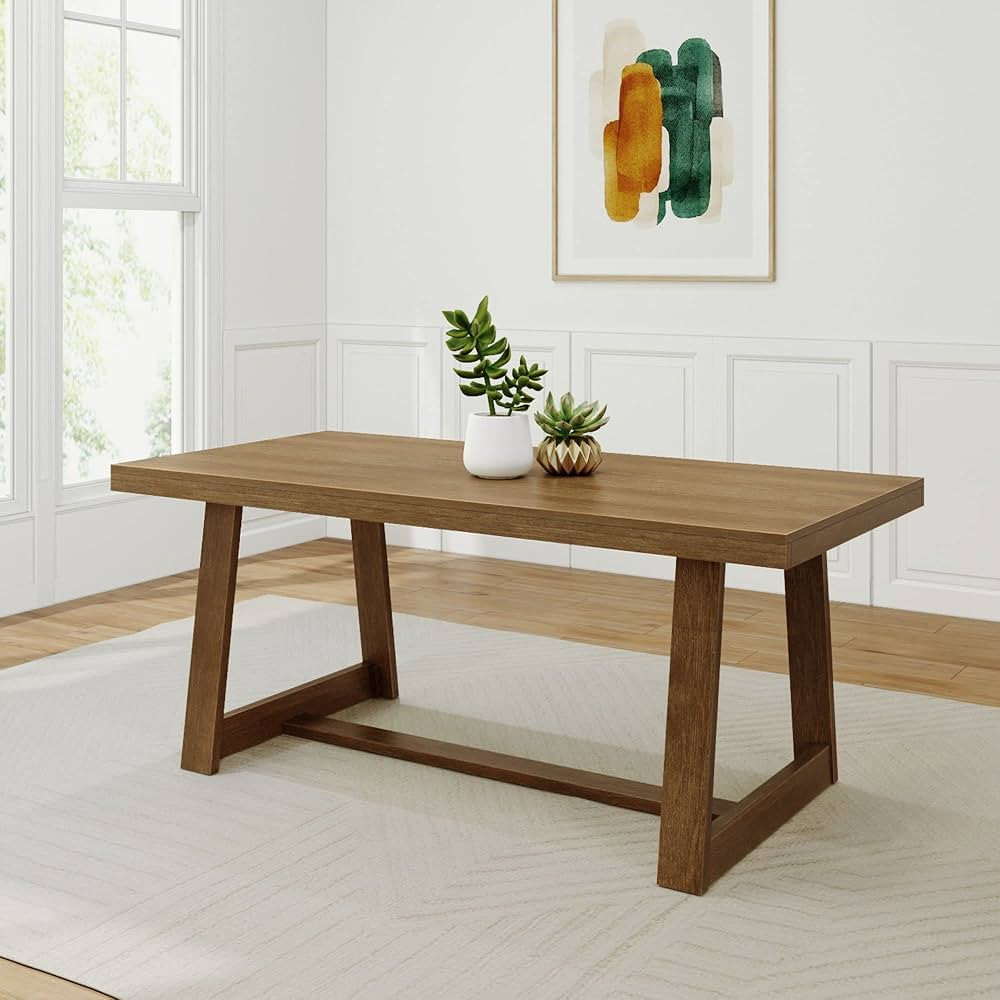 Plank+Beam 72 Inch Farmhouse Dining Table, Solid Wood Rustic Kitchen Table, Large Wooden Rectangu... | Amazon (US)