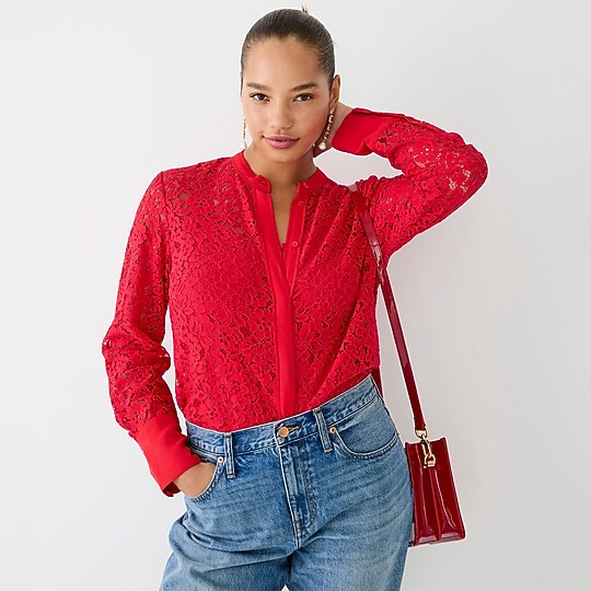 Button-up lace top | J. Crew US